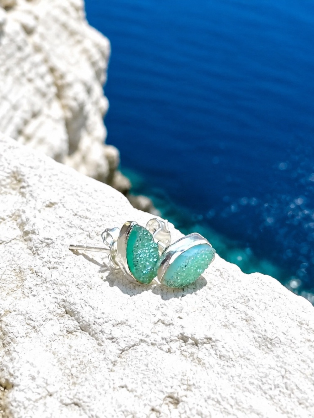 NEW! Green Aura Druzy Earrings